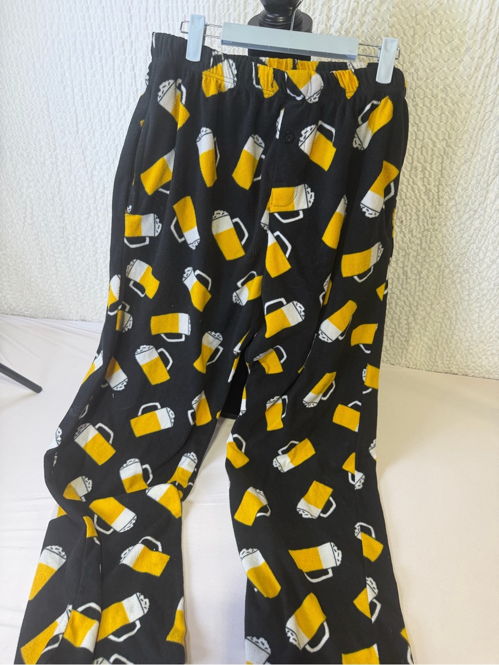 Black & Yellow Coffee Mug Print Fleece Jogger Pants